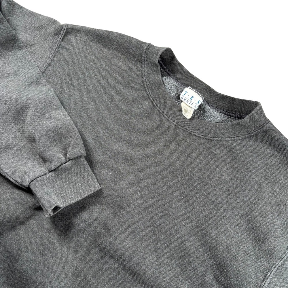 VTG Minamalist Y2K Basics‎ Mens Gray Crewneck Sweatshirt XL Streetwear Cotton